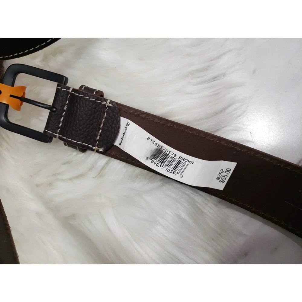 NEW Men's Timberland 38-40 Leather Belt Size Large Solid‎ Full Grain Leather